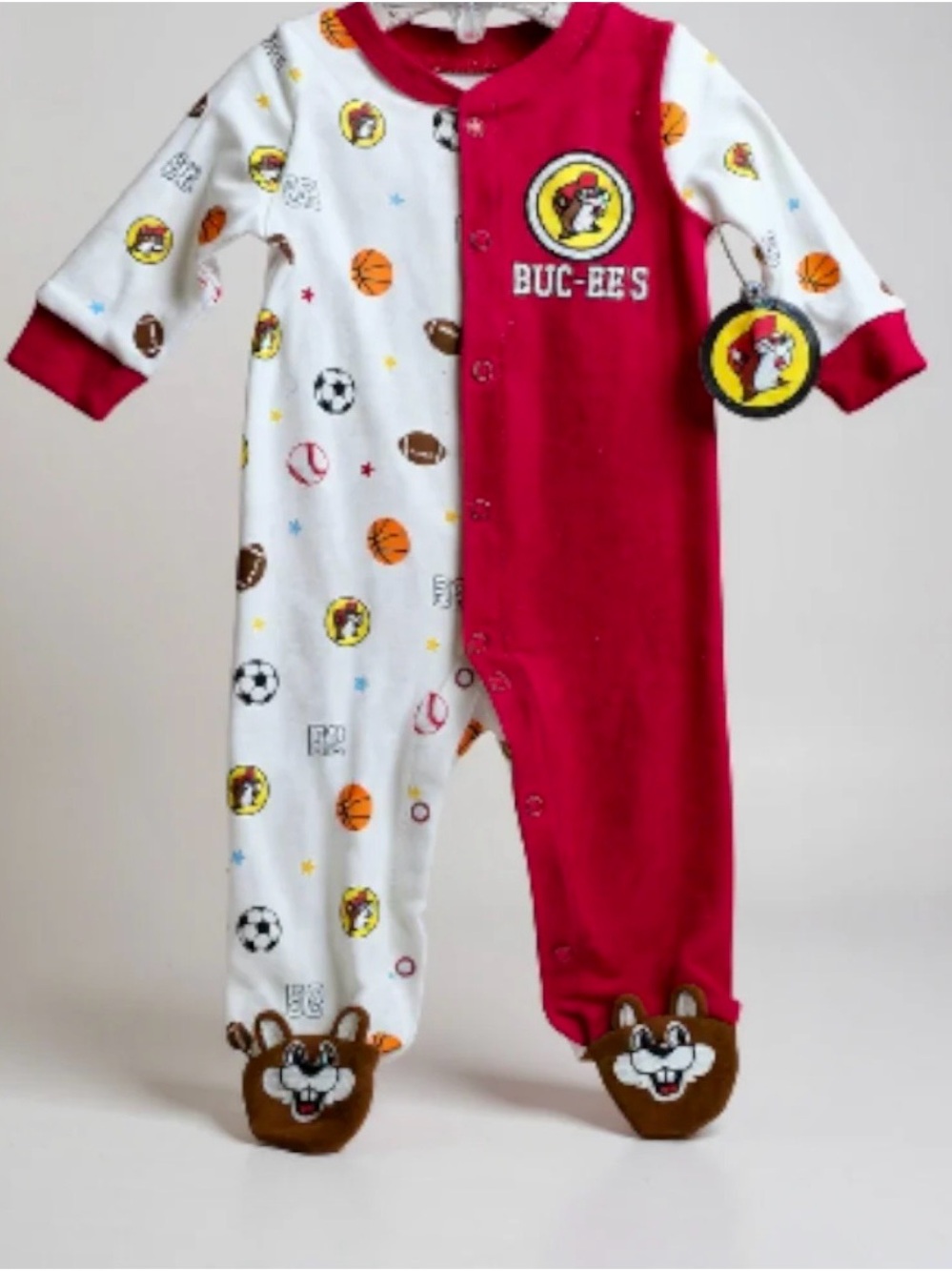 Buc-ee's sports baby footed sleeper Size 9 month's